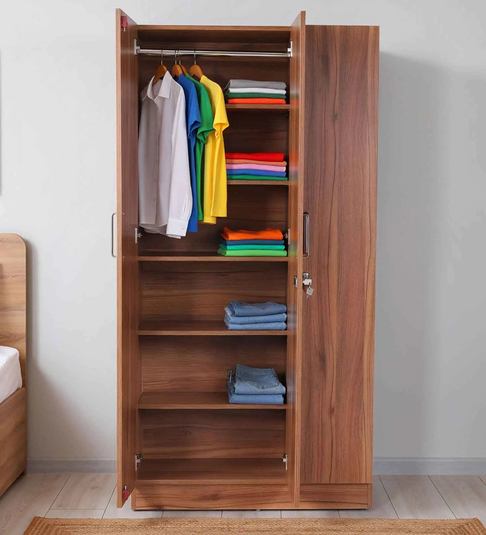 Kelly 3 Door Wardrobes In Walnut - Luxe Maple