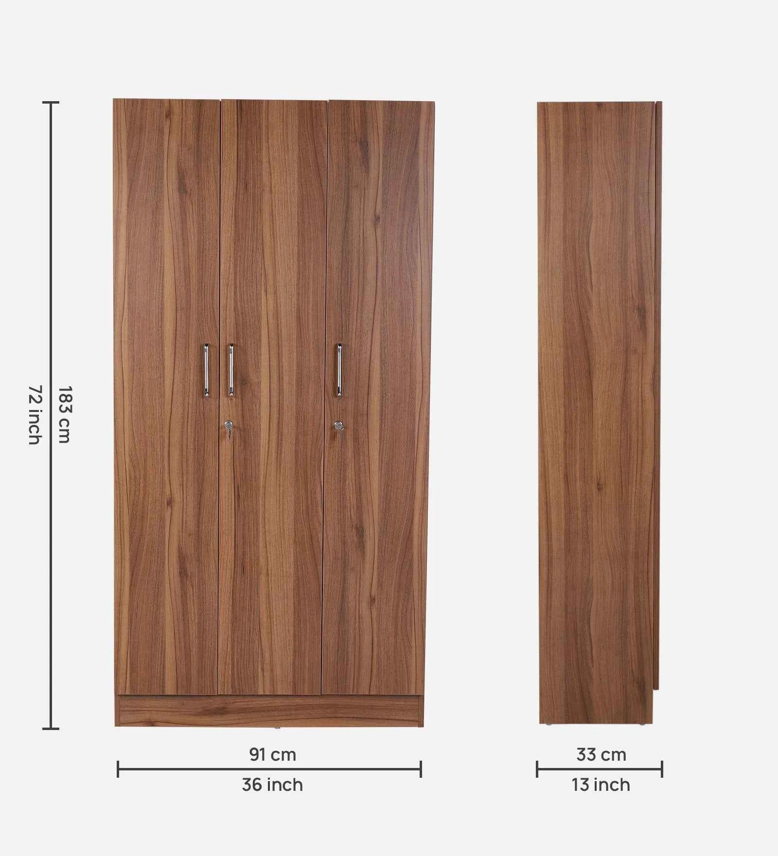 Kelly 3 Door Wardrobes In Walnut - Luxe Maple