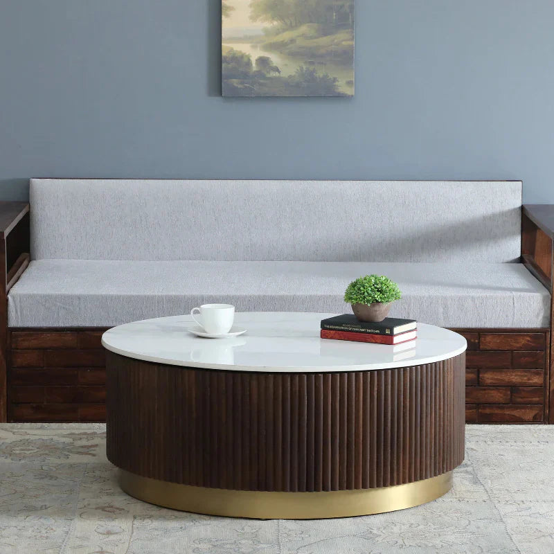 Kelly Luxury Center Table in Teak Wood | Designer Coffee Table - Luxe Maple