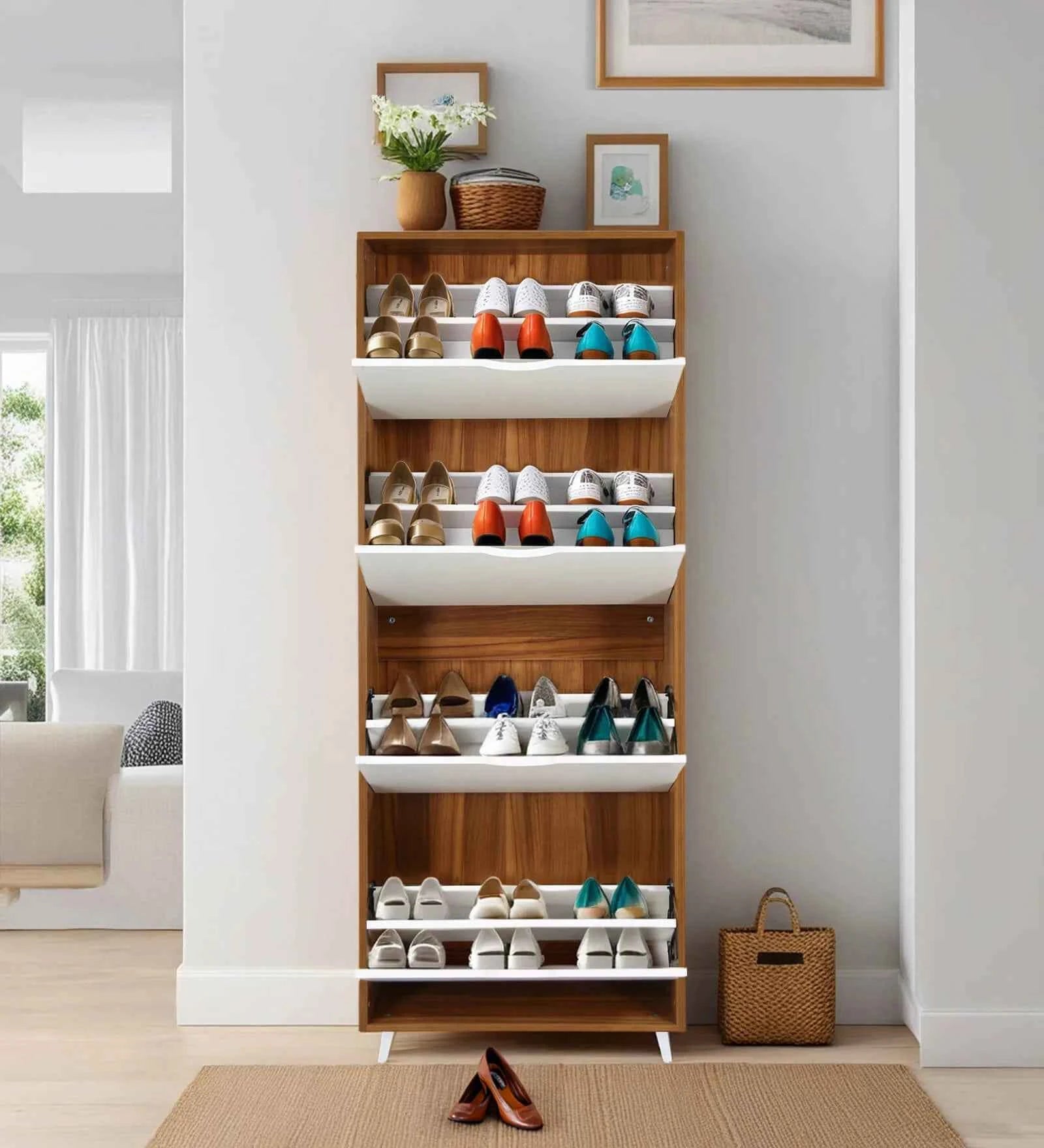 Kibo Shoe Rack In Laminate Wood - Luxe Maple