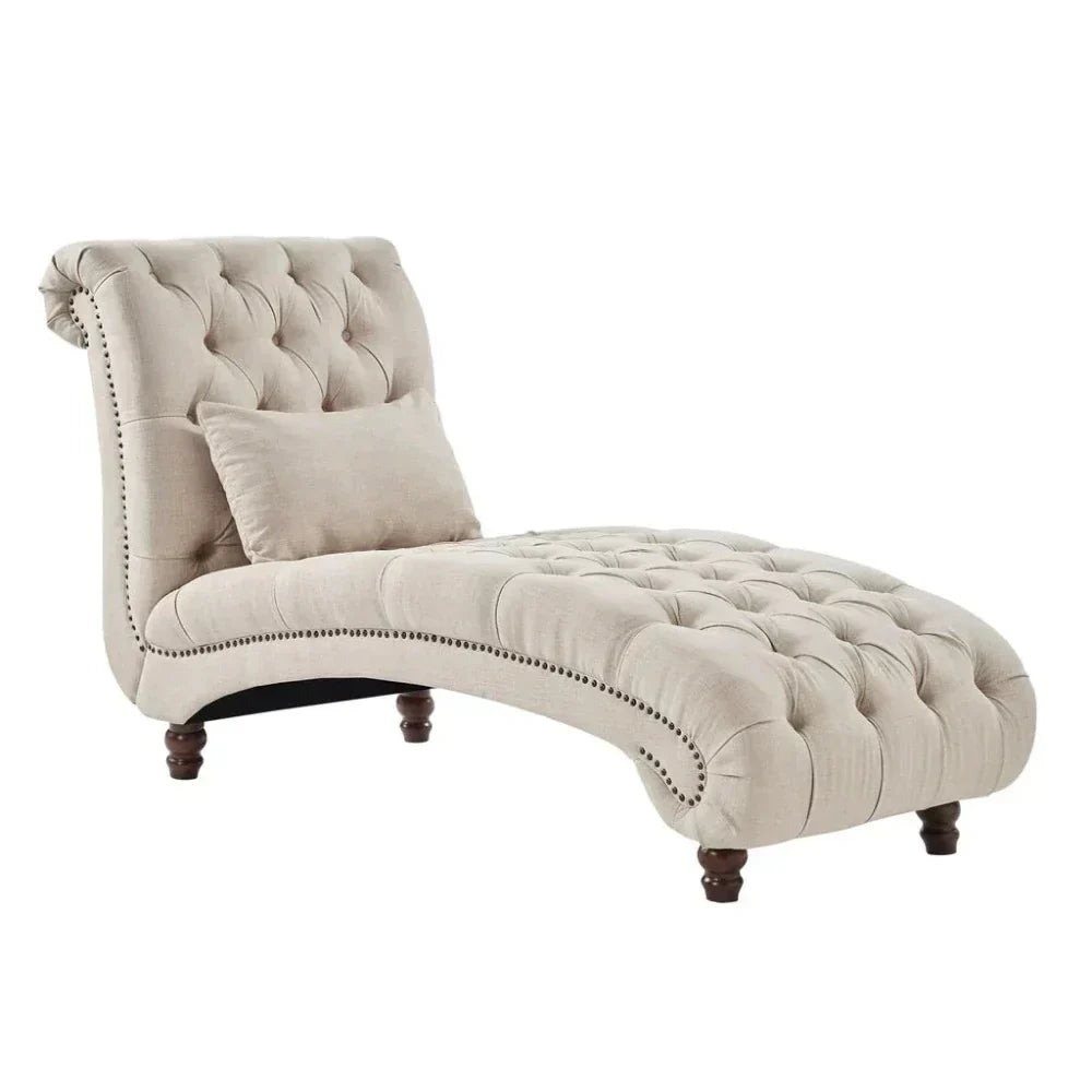 Curving Q Suede Lounger in Beige Color - Luxe Maple