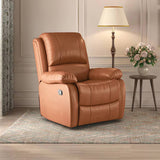 Lebo Premium Leatherette On Seater Manual Recliners In Tan - Luxe Maple