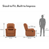 Lebo Premium Leatherette On Seater Manual Recliners In Tan - Luxe Maple