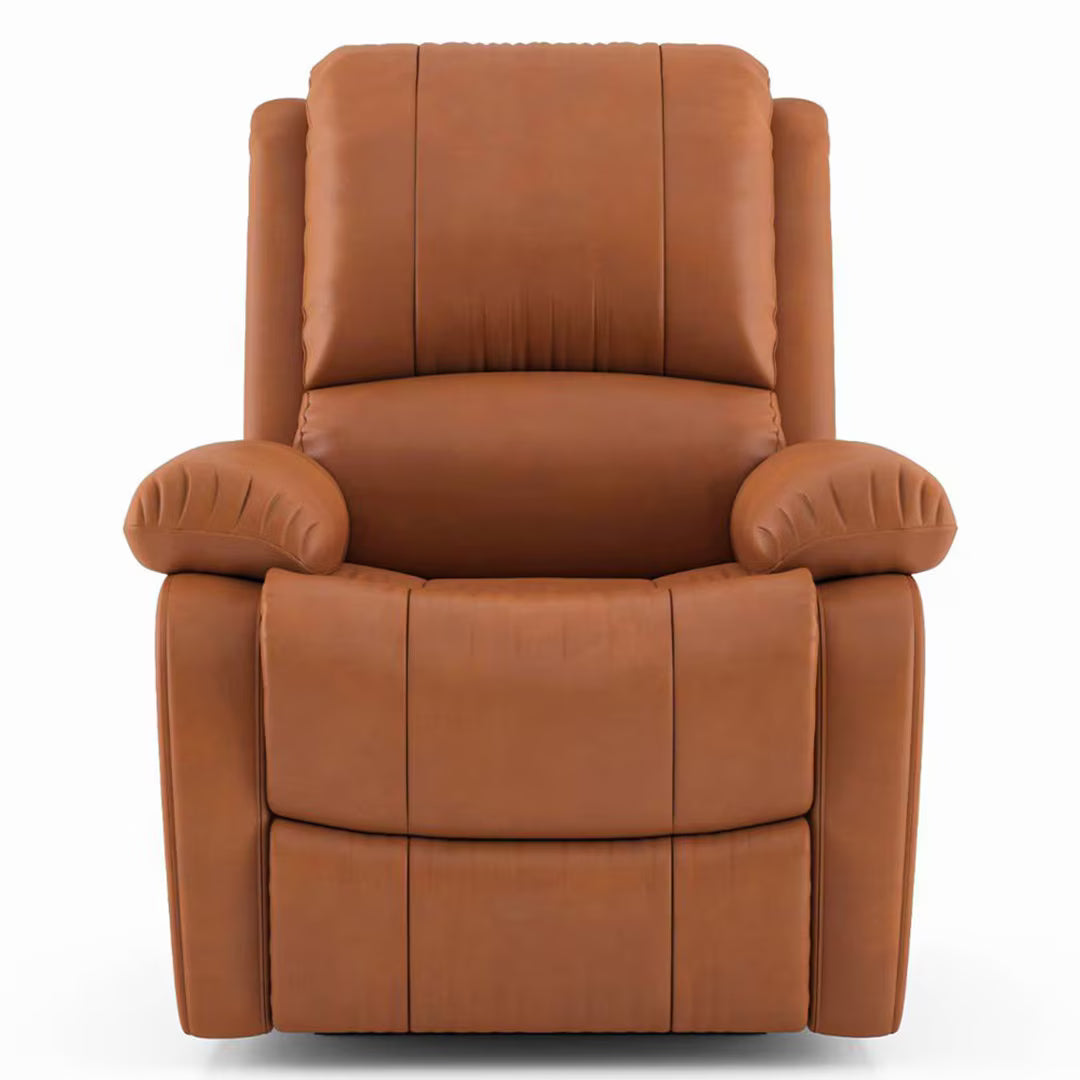 Lebo Premium Leatherette On Seater Manual Recliners In Tan - Luxe Maple