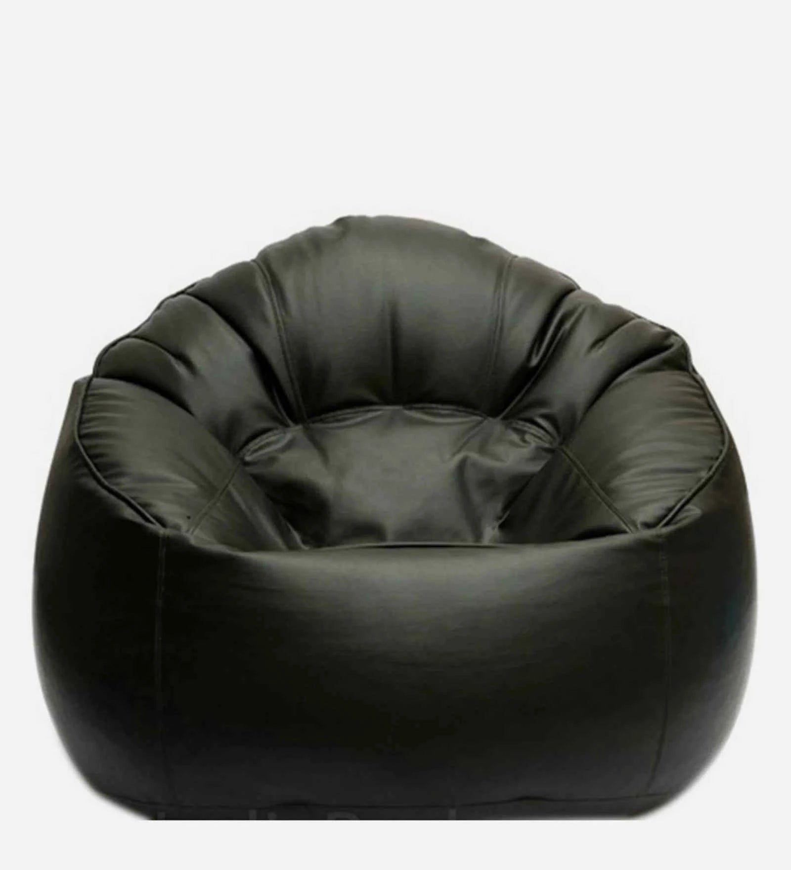 Leo Xxxl Leatherette Bean Bag Cover in Black - Luxe Maple