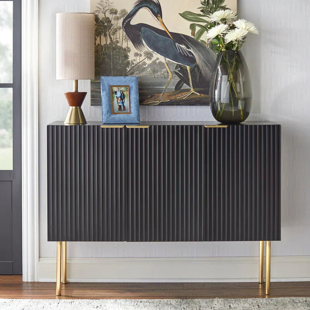 Strips Luxury Chest of Drawer in PU Polish - Luxe Maple