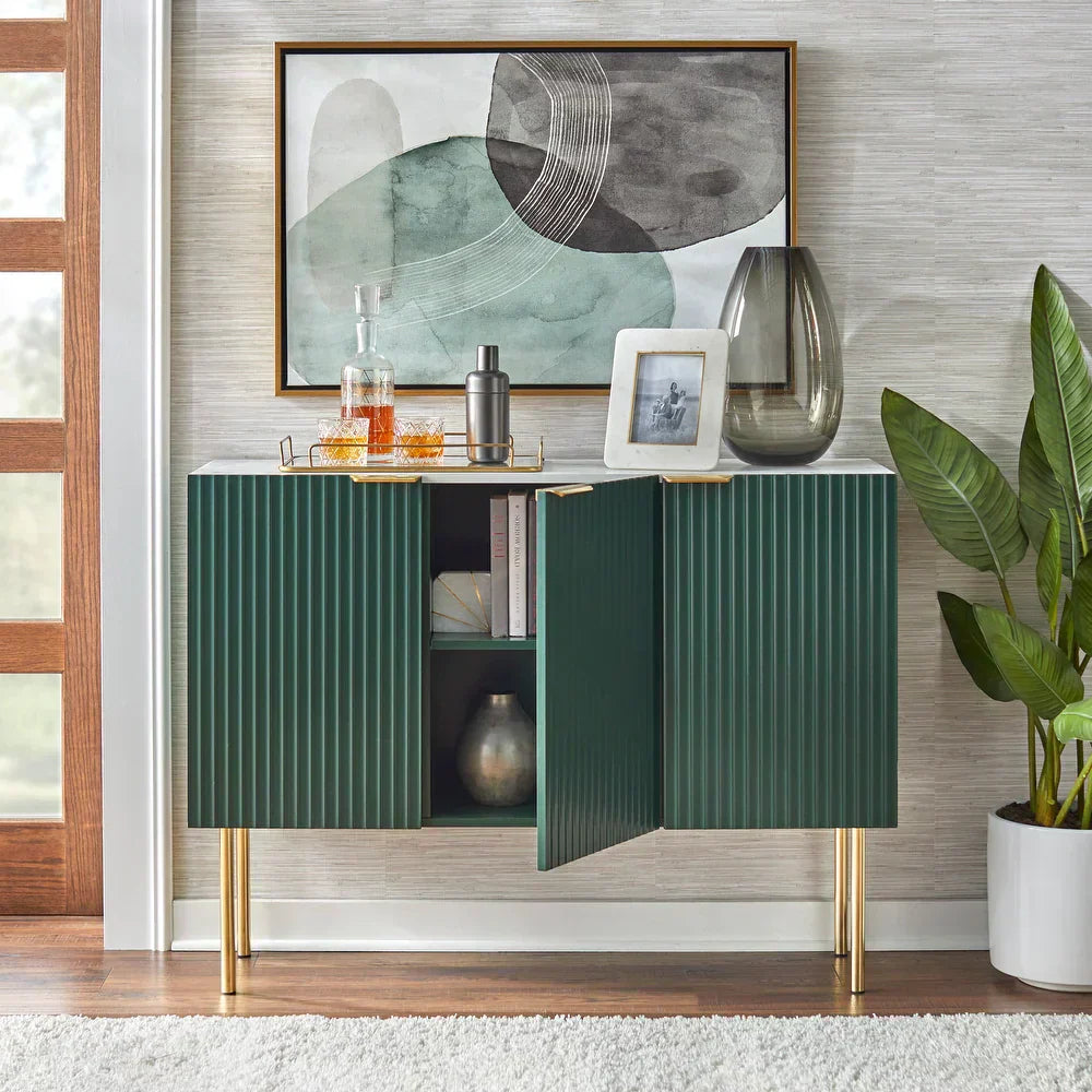 Strips Luxury Chest of Drawer in PU Polish - Luxe Maple