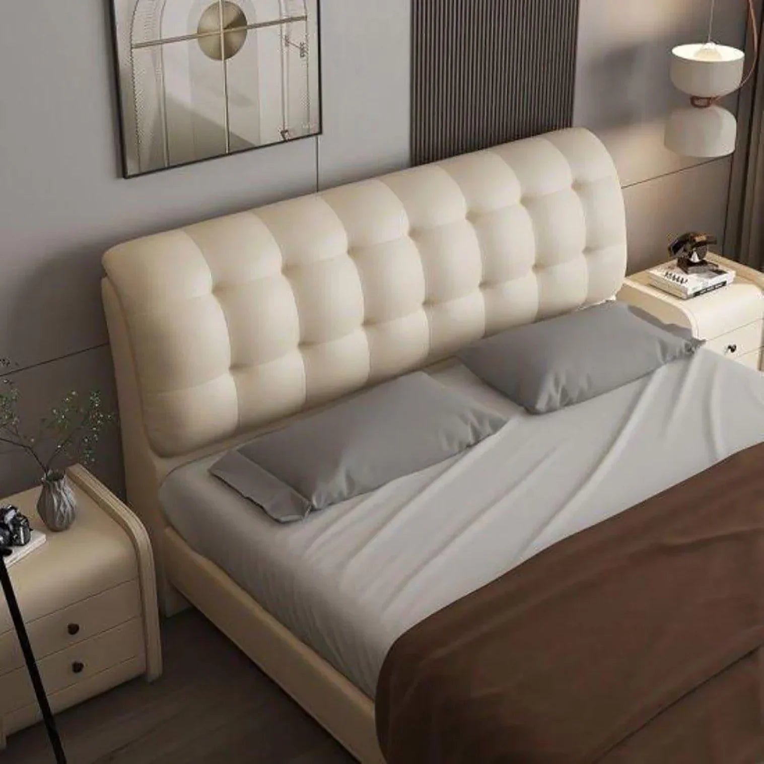 London Luxury Upholstered Bed in Leatherette | Modern Bed - Luxe Maple