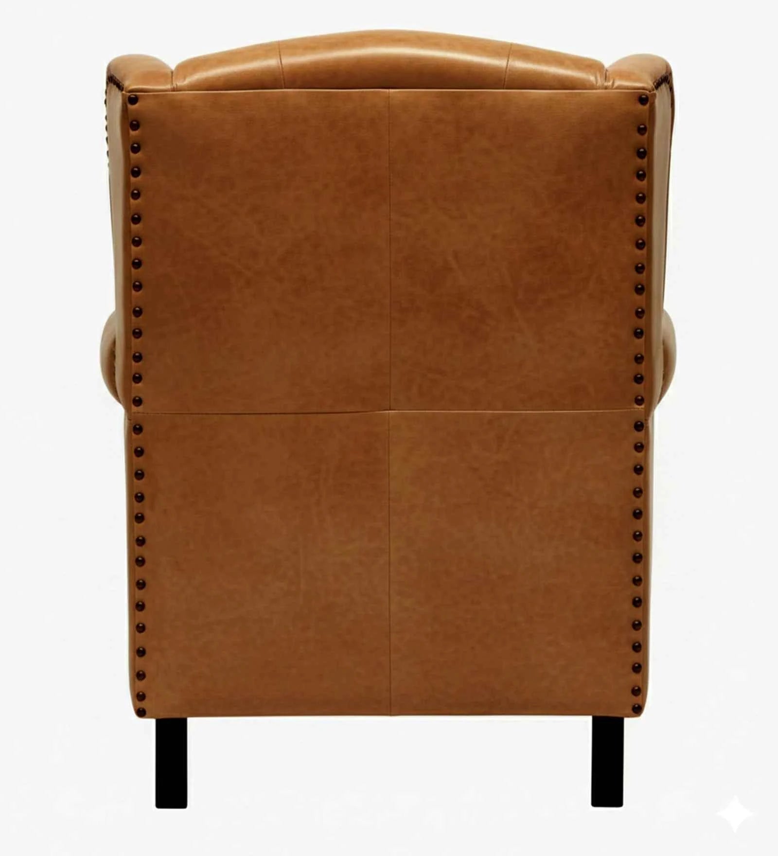 Lord Leather Chesterfield Wing Chair In Tan - Luxe Maple