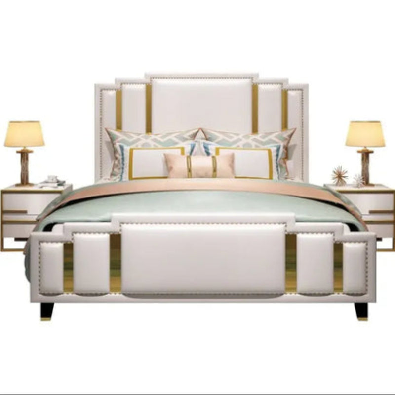 Luxter Premium Upholstered Bed in Leatherette | Designer Bed - Luxe Maple