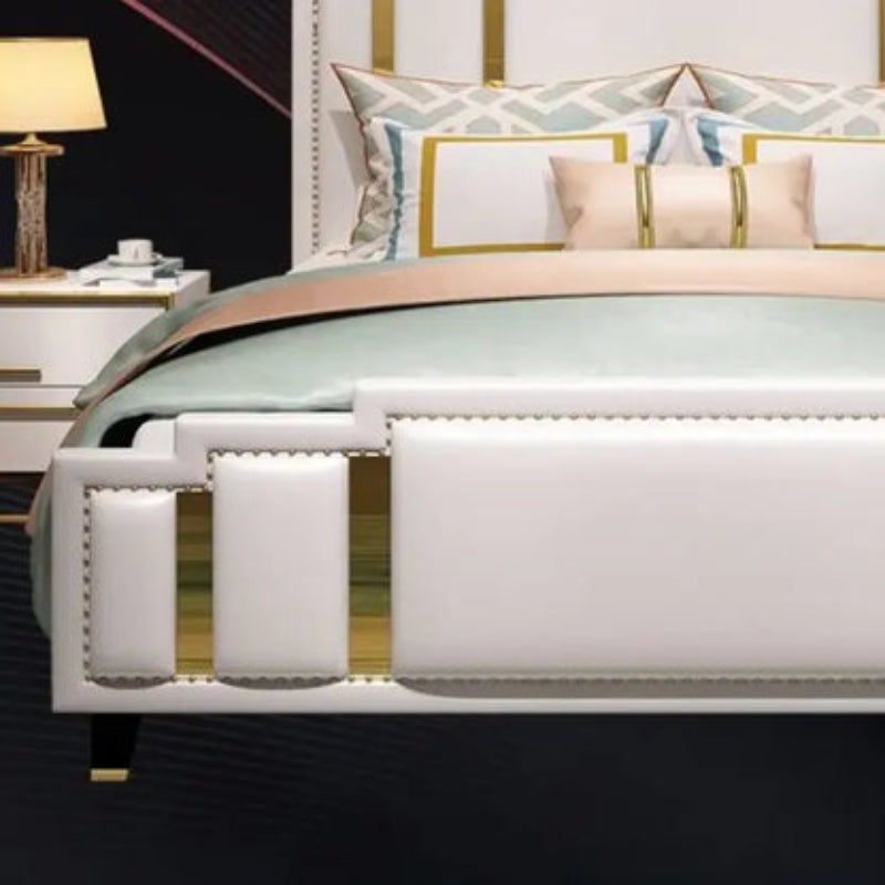 Luxter Premium Upholstered Bed in Leatherette | Designer Bed - Luxe Maple