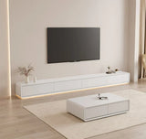 Kello Luxury TV Unit and Coffee Table in White - Luxe Maple