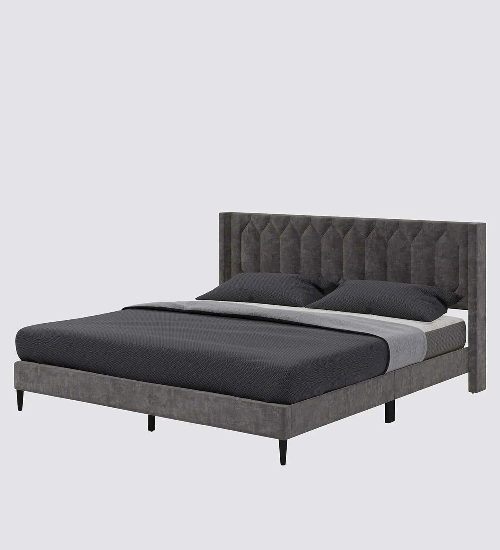 Madox Upholstered Non Storage Bed In Suede - Luxe Maple