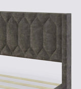 Madox Upholstered Non Storage Bed In Suede - Luxe Maple