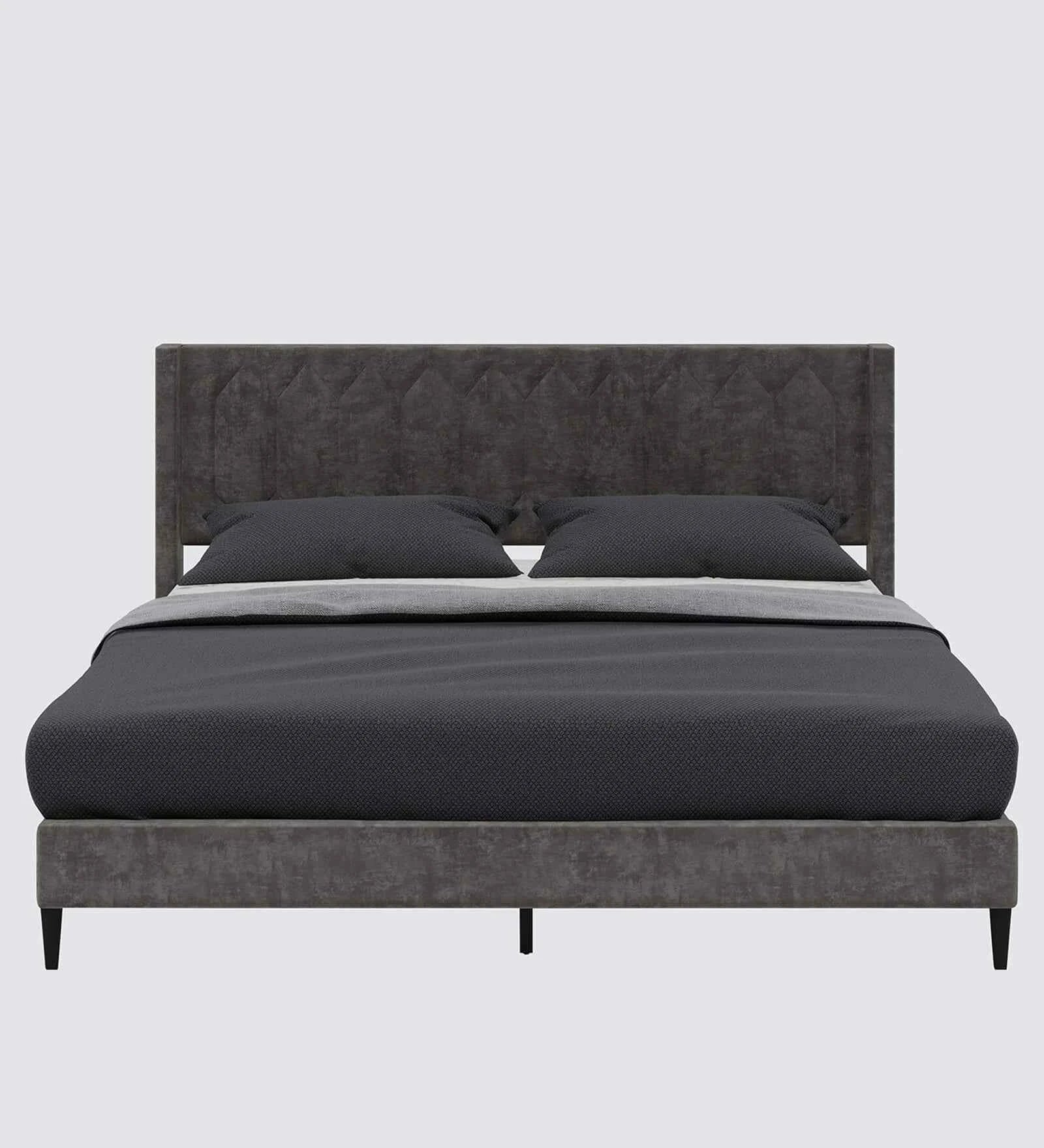 Madox Upholstered Non Storage Bed In Suede - Luxe Maple