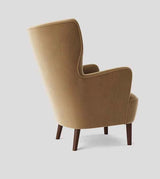 Marco Wing Chair In Brown Suede - Luxe Maple