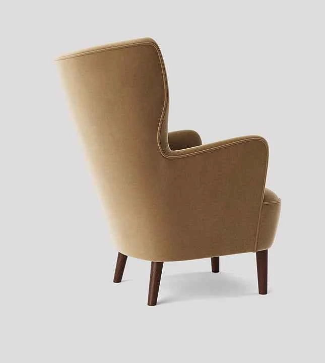 Marco Wing Chair In Brown Suede - Luxe Maple