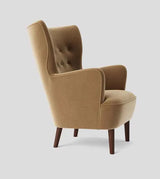 Marco Wing Chair In Brown Suede - Luxe Maple
