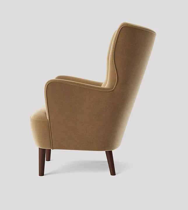 Marco Wing Chair In Brown Suede - Luxe Maple