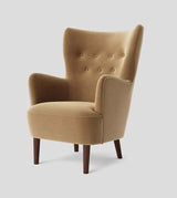 Marco Wing Chair In Brown Suede - Luxe Maple