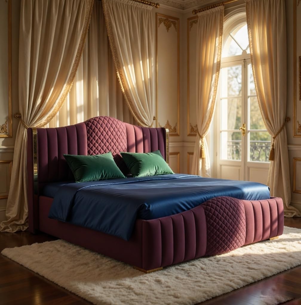 Mario Luxury Upholstered Bed in Suede | Premium Bedroom Bed - Luxe Maple