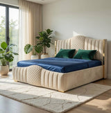 Mario Luxury Upholstered Bed in Suede | Premium Bedroom Bed - Luxe Maple