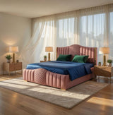 Mario Luxury Upholstered Bed in Suede | Premium Bedroom Bed - Luxe Maple
