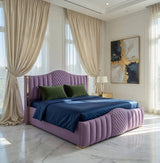 Mario Luxury Upholstered Bed in Suede | Premium Bedroom Bed - Luxe Maple