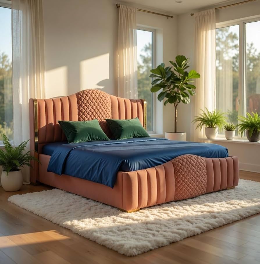 Mario Luxury Upholstered Bed in Suede | Premium Bedroom Bed - Luxe Maple