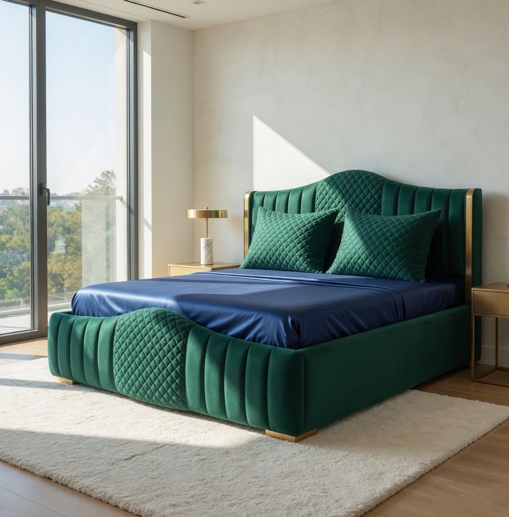 Mario Luxury Upholstered Bed in Suede | Premium Bedroom Bed - Luxe Maple