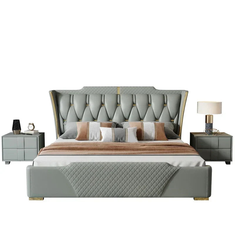 Mastro Premium Upholstered Bed in Leatherette | Premium Designer Bed - Luxe Maple