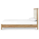 Maza Premium Solid Wood Upholstered Bed - Luxe Maple