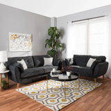 Baxton Straight Line Sofa Set in Suede - Luxe Maple