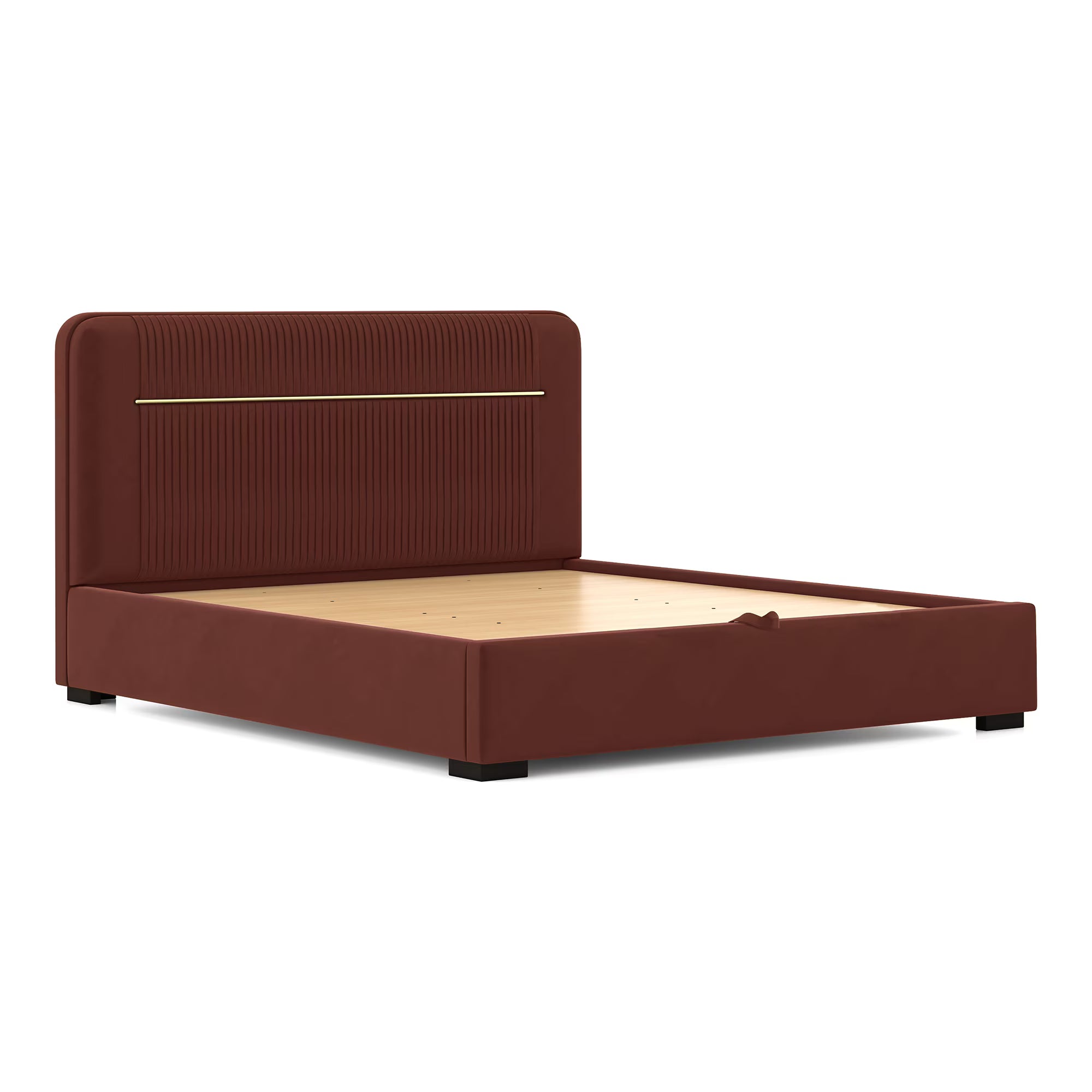 Milan Premium Upholstered Bed In Suede - Luxe Maple - Luxe Maple