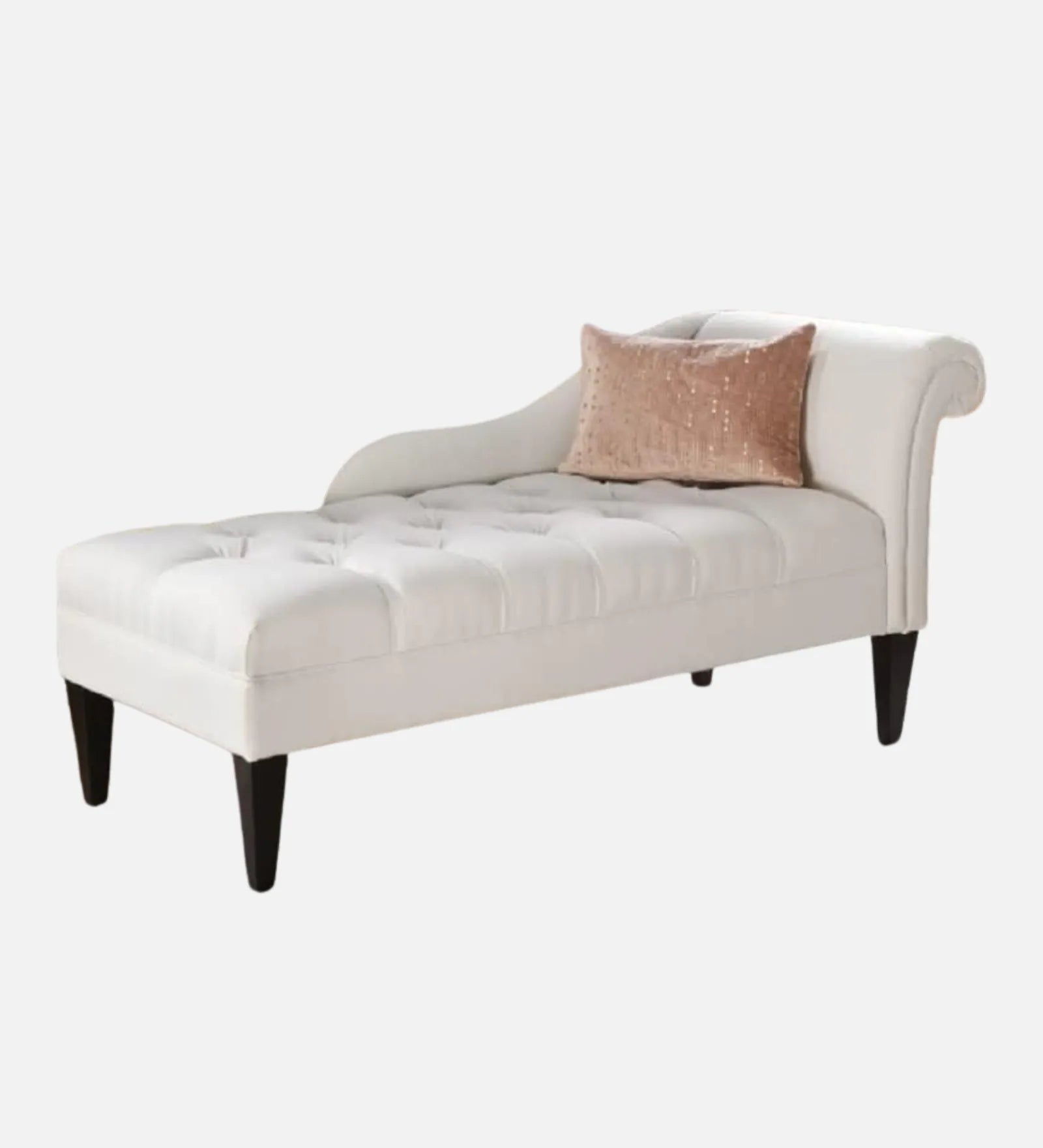 Mosco Velvet Chaise Lounger in White - Luxe Maple - Luxe Maple