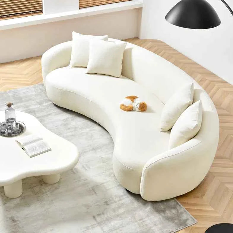 Nextra Curved Sofa Set In Suede - Luxe Maple