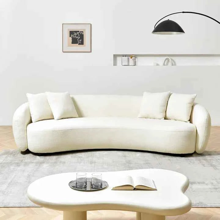 Nextra Curved Sofa Set In Suede - Luxe Maple
