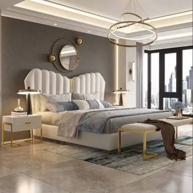 Pasco Premium Upholstered Bed in Suede | Premium Designer Bed - Luxe Maple