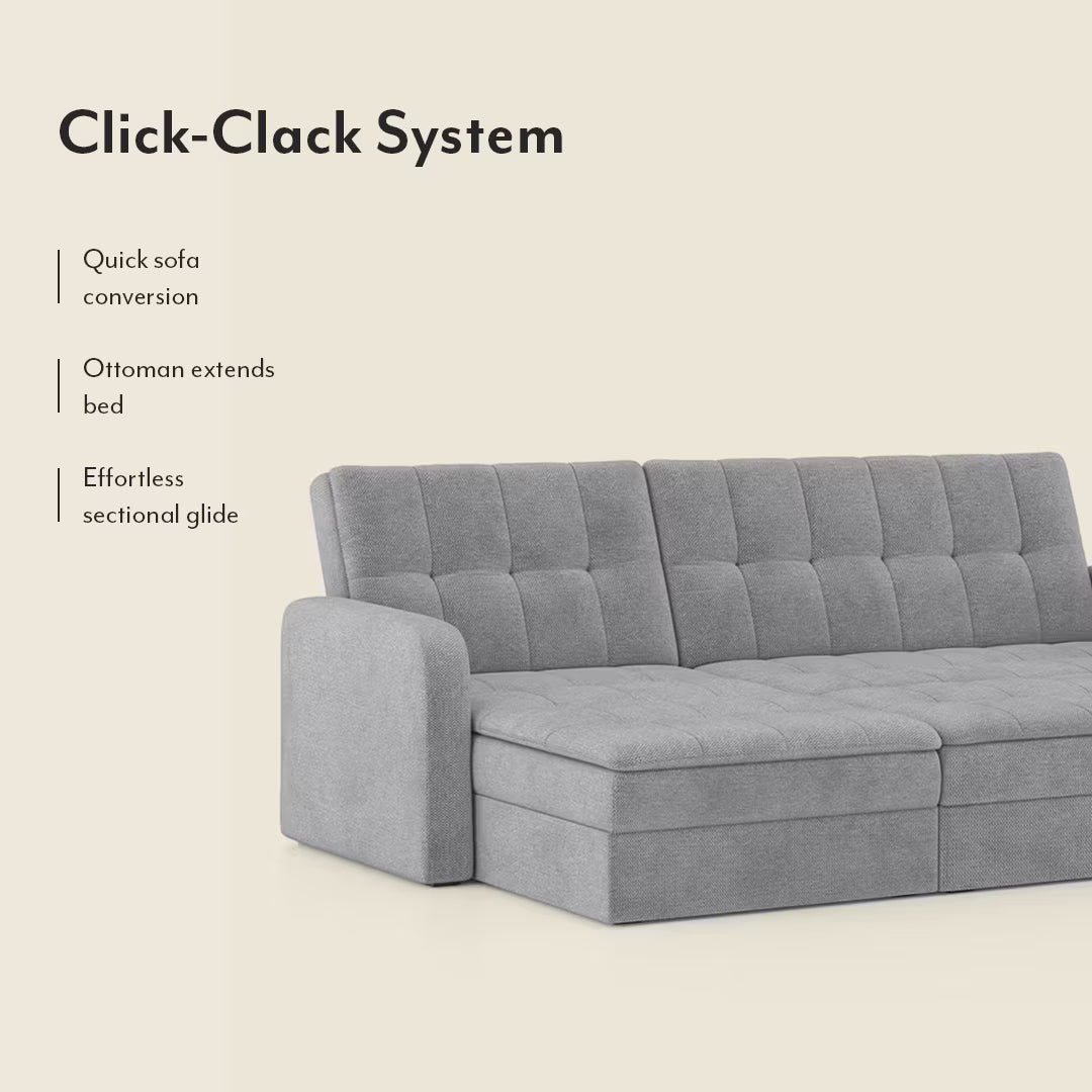 Peacker 3 Seater Sofa Cum Bed In Grey - Luxe Maple