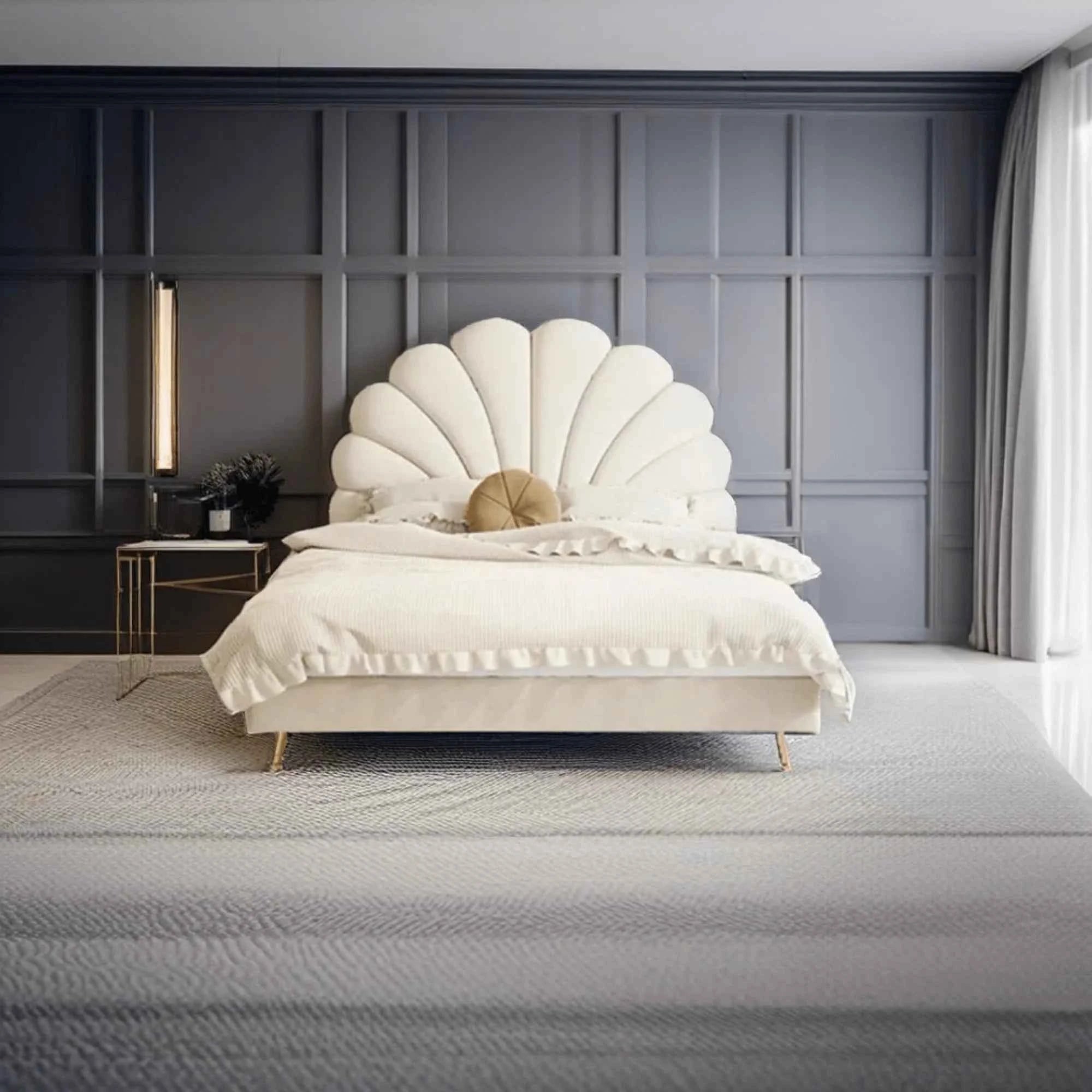 Romano Upholstered Non Storage Bed In Suede - Luxe Maple