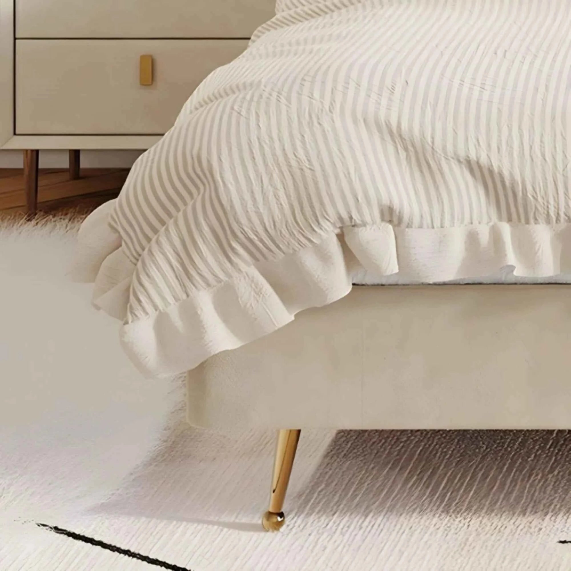 Romano Upholstered Non Storage Bed In Suede - Luxe Maple