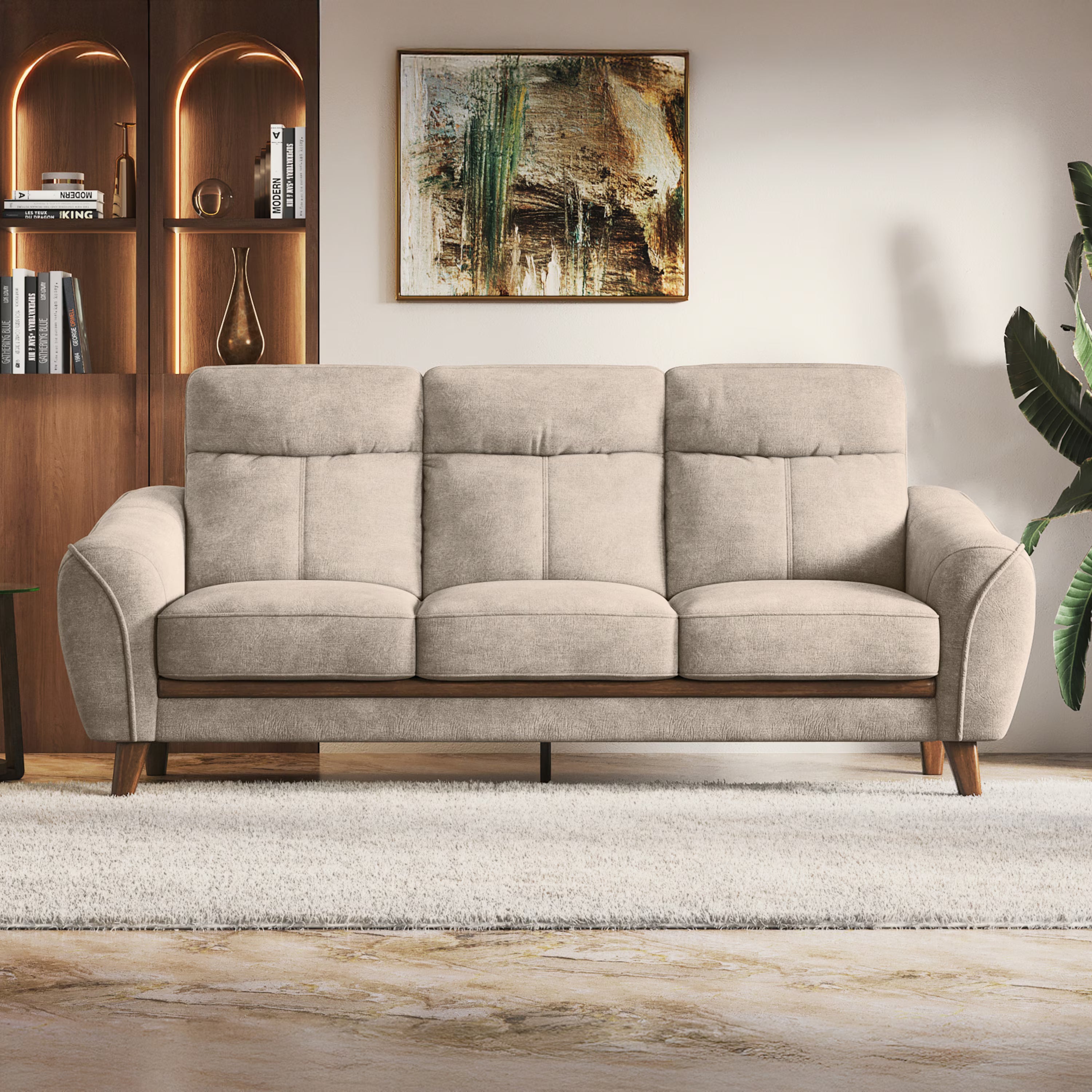 Rony Premium Suede Sofa Set - Luxe Maple - Luxe Maple