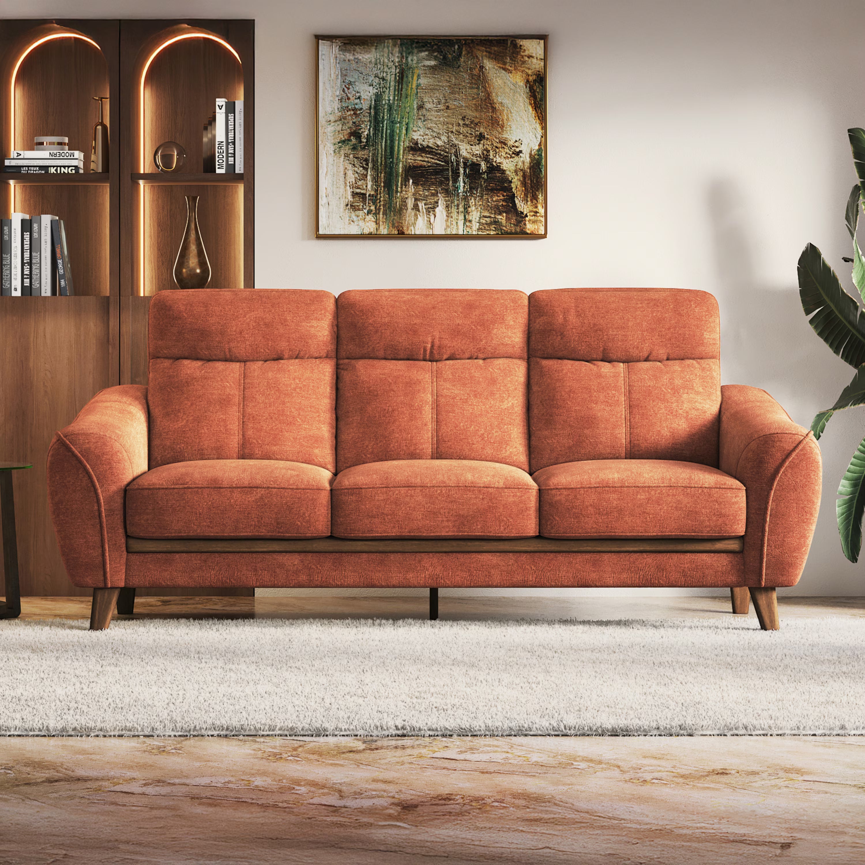 Rony Premium Suede Sofa Set - Luxe Maple - Luxe Maple