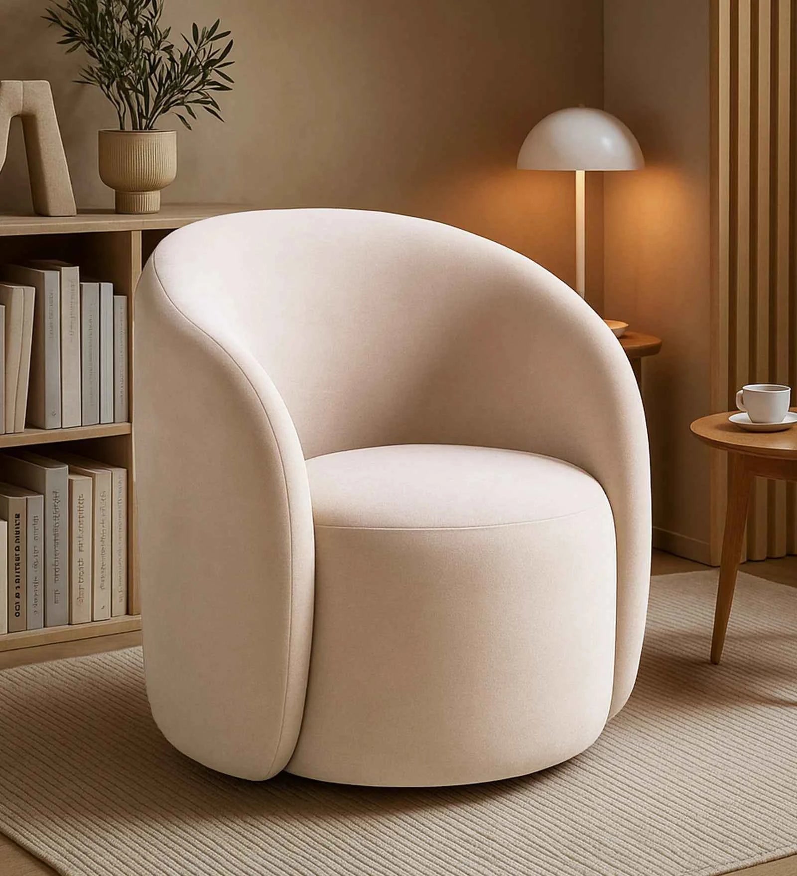 Rose Barrel Chair In Suede - Luxe Maple