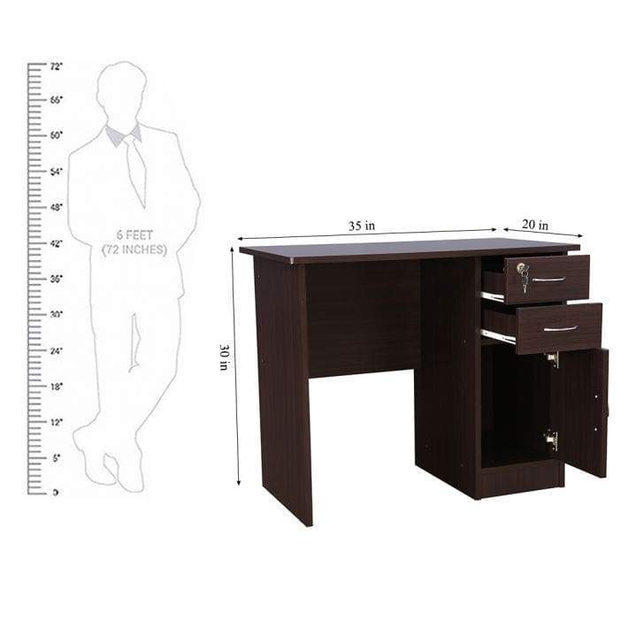 Unique Study Table in Wenge Color - Luxe Maple