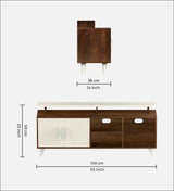 Skido Tv Unit In White & Walnut - Luxe Maple - Luxe Maple