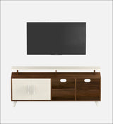 Skido Tv Unit In White & Walnut - Luxe Maple - Luxe Maple