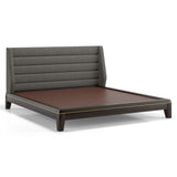 Taskh Solid Wood Non Storage Bed In Walnut Finish - Luxe Maple