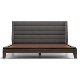 Taskh Solid Wood Non Storage Bed In Walnut Finish - Luxe Maple
