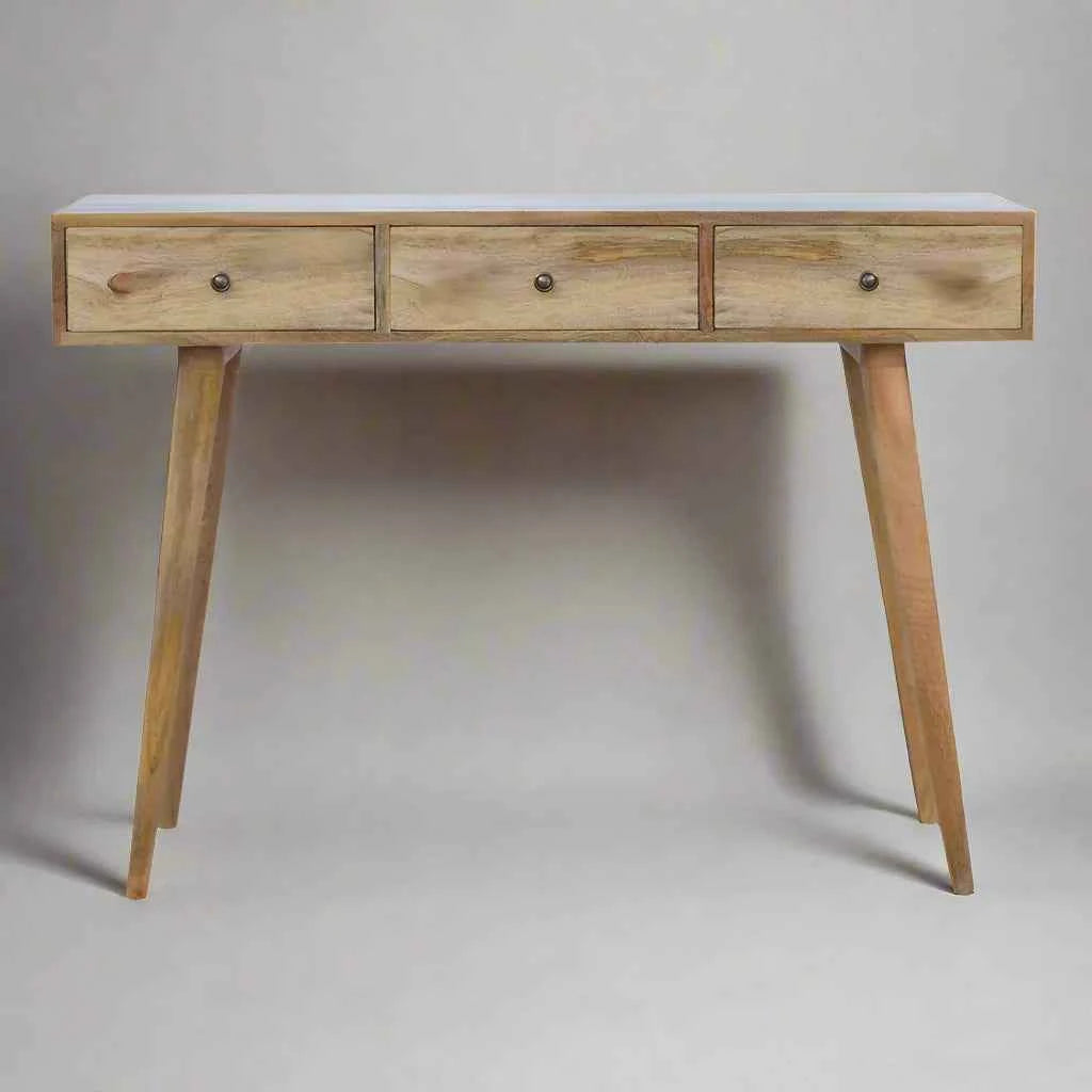 Tie 3 Door Study Table In Solid Wood - Luxe Maple